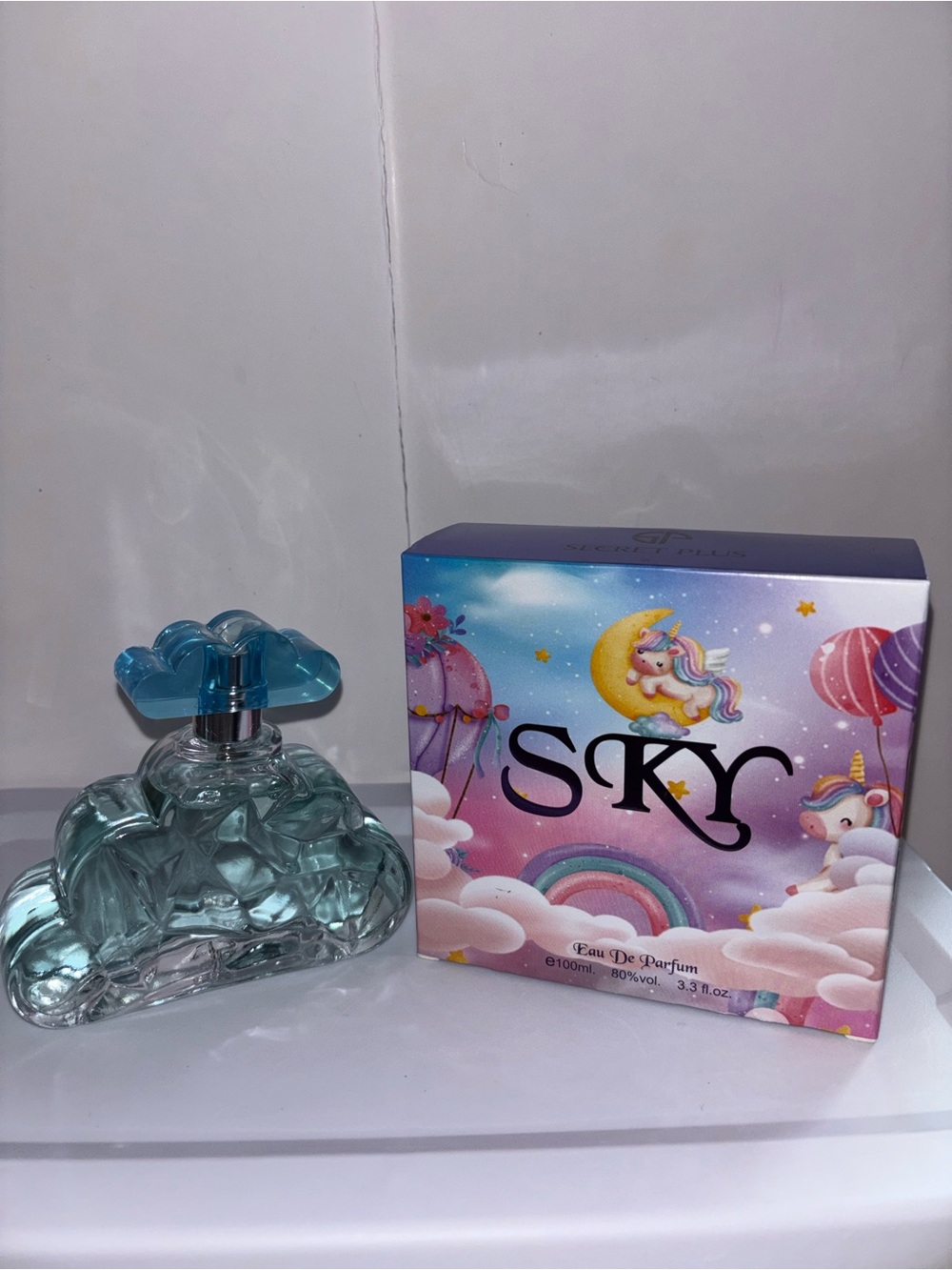 Sky Perfume Bottle with Blue Cloud Cap